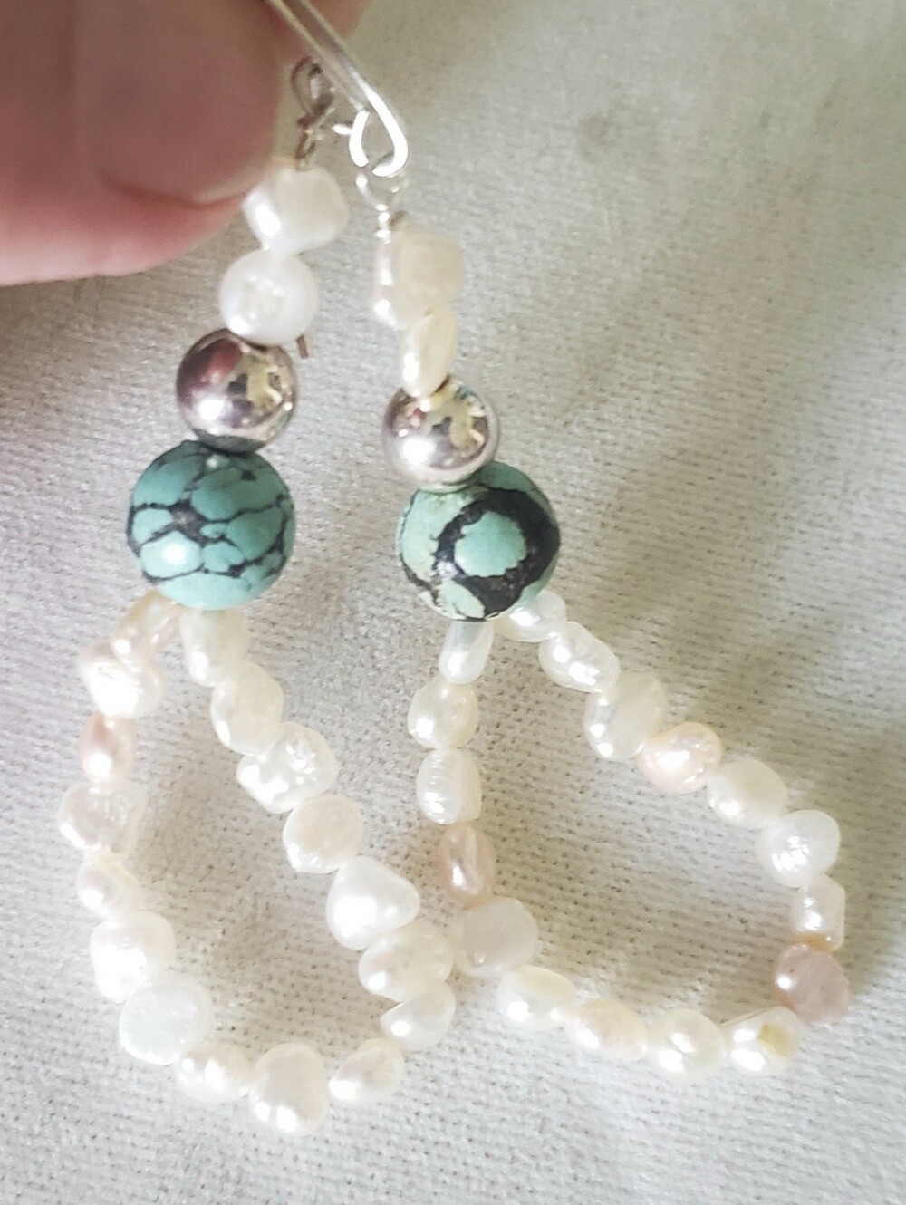 Freshwater Keshi And Turquoise Earrings